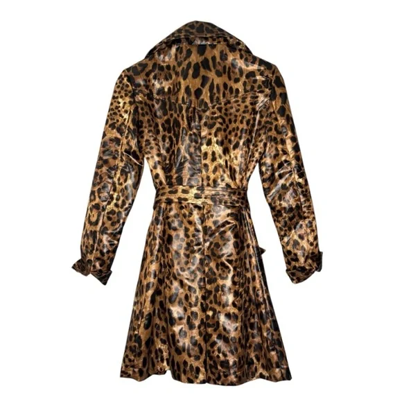 Vintage Georgiou Studio jacket leopard print belted lightweight trench size S - Picture 2 of 8